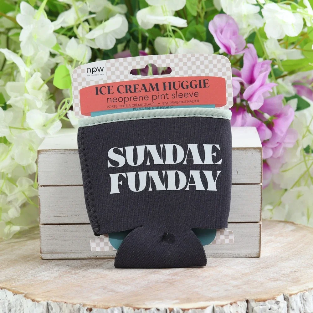 NPW Ice Cream Huggie Neoprene Pint Sleeve Sundae Funday Black Insulated Holder